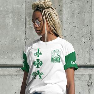 Camisa Personalizada de la Hermandad Iota Phi Lambda, Blanca con Verde Esmeralda, Camisa de la Hermandad Iota Phi Lambda Desde 1929 - Product Image 4