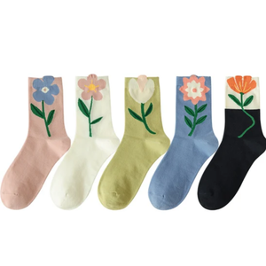 Custom 3D Cuff Floral Cotton Crew SocksDesign <b>Funky</b> Colors Breathable Quick Dry for Women Men-Private Label Manufacture - Product Image 6