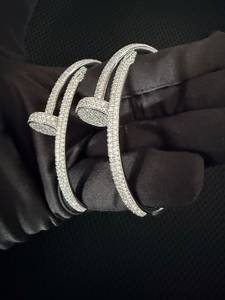 Top Selling Luxury Moissanite Diamond <b>Cuff</b> <b>Bracelet</b> with Sparkling Stones Premium Jewelry Bangle for Women Available for Sale - Product Image 3