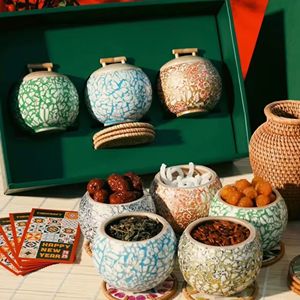 Jarrón Decorativo de Bambú Hecho a Mano con Incrustaciones de Mosaico de Madreperla, Elegante Recipiente de Almacenamiento para Decoración del Hogar y la Cocina - Product Image 6