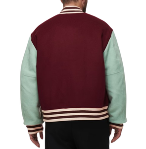 แจ็คเก็ตวาร์ซิตี้ขนสัตว์แท้ทั้งตัว ขายส่ง ปักโลโก้ได้ หนานุ่ม สไตล์เบสบอล แฟชั่นใหม่ ผ้าหนัง กระดุม  ไซส์ใหญ่ - Product Image 2