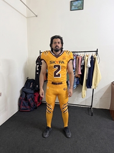 Uniformes de football américain sur mesure imprimés par transfert thermique Skyfa Sports 100% polyester, taille plus, ensemble complet, maillot, short, pantalon rembourré - Product Image 6