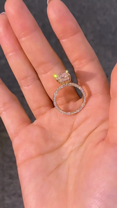 แหวนเพชรทรงเรเดียนท์คัททองคำ 14K งานแฮนด์เมด พร้อมวงแหวนทองคำ 14K เครื่องประดับหมั้นแบบคลาสสิก - Product Image 3