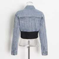 Nouveau costume en jean court à taille haute et coupe droite pour femme, vente en gros