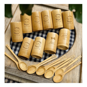 Eco friendly natural <b>bamboo</b> <b>cup</b> custom painted personalized engraved logo - Product Image 6