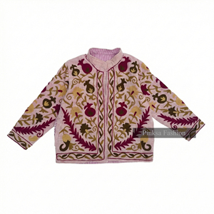 Veste artisanale de luxe brodée Suzani - Motif floral élégant Grenade - Manteau affirmé pour femme, héritage culturel - Product Image 3