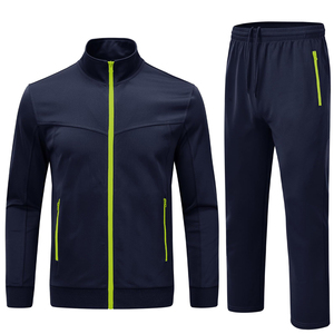 Men's Navy Blue Tracksuit Set Full Zip Casual Jacket with Side Pockets Matching <b>Pants</b> Quick Dry Breathable Fleece Winter Wear - Product Image 1
