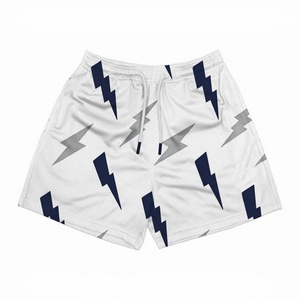 Custom Men's Sublimation <b>Polyester</b> Mesh Basketball <b>Shorts</b> with Lightning Bolts Breathable Athletic Gym <b>Shorts</b> - Product Image 2