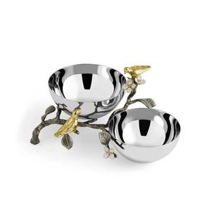 Lavie Creations Bols Métalliques Orientaux Modernes Oiseaux Dorés Fleurs Faits à la Main Personnalisés Écologiques Lavables au Lave-Vaisselle - Product Image 2
