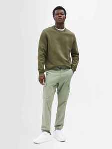 Sweat-shirt à col rond pour homme, vert olive, coupe classique, vêtement décontracté pour l'automne, tricot uni, pull respirant en coton - Product Image 4
