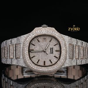 Reloj de Lujo con Incrustaciones de Moissanita para Hombre, Personalizado en Dos Tonos, Oro Rosa y Acero Inoxidable, Esfera con Diamantes, Reloj Automático - Product Image 1