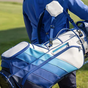 Sac de golf pliable en cuir PU, imperméable, bleu, léger, avec 6 séparateurs, logo brodé personnalisé, grande capacité - Product Image 2