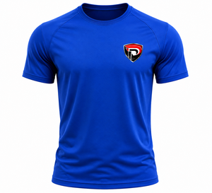 Camiseta deportiva de manga corta azul para hombre Dumela, cuello redondo, ajustada, de secado rápido, tejido de punto transpirable, antipilling en la parte delantera - Product Image 1
