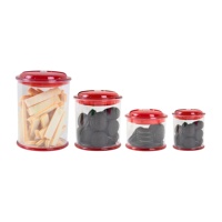 Bocaux de conservation alimentaire cylindriques en plastique transparent, écologiques et durables, avec couvercles rouges – Idéal pour les snacks, les biscuits Oreo, l'organisation de la cuisine