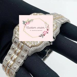 Reloj Mecánico Cuadrado de Acero Inoxidable con Cristal de Zafiro, Personalizable con Moissanita VVS, Edición Limitada de Lujo para Fiestas de Raperos - Product Image 2