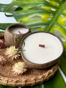 Vela Aromática Coco Eco para Spa, Hecha a Mano con Cáscara de Coco Natural, Aroma a Coco, Biodegradable, para Acción de Gracias y Pascua - 100g - Product Image 2