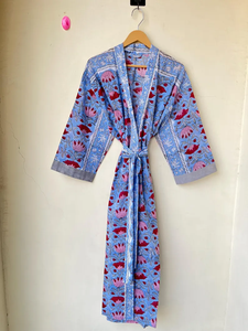 Bata Kimono con Estampado de Dibujos Animados para Mujer, 100% Algodón, Camisón de Verano Hecho a Mano, Cuello en V, Cintura Elástica, Largo hasta la Rodilla - Product Image 5