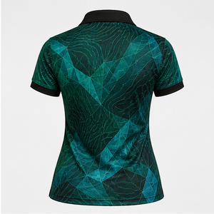 Polo Personalizado para Mujer, Color Verde Esmeralda, Diseño Abstracto de Polígono, Secado Rápido, Transpirable, Manga Corta, Uniforme de Golf, WPS-0843 - Product Image 2