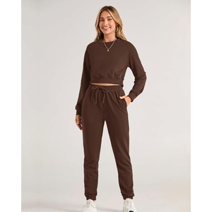 Pakistan manufacture Stand Collar Tracksuit women 100% Cotton Breathable Blank casual wear tracksuit - Product Image 3