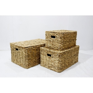 Artex Dong Thap - Juego de 3 Cajas de Almacenamiento Rectangulares de 2 Niveles, Hechas a Mano con Hierba Marina, Ecológicas, Minimalistas, con Tapa y Asa, Organizador para el Hogar - Product Image 4