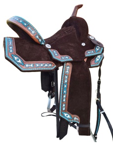 Selle de cheval Western en cuir turquoise pour barrel racing, portable, durable, tailles personnalisées, logo personnalisé, couleur personnalisée - Product Image 2