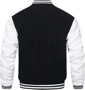 Blouson universitaire pour homme grande taille, personnalisé, en laine, avec manches en similicuir, à capuche, vierge, style baseball, pour équipes scolaires et universitaires, vente en gros - Product Image 2
