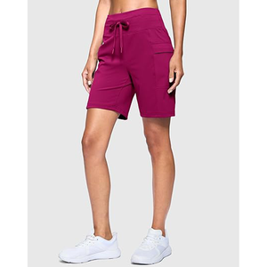 Shorts Bermuda Largos de Cintura Alta para Mujer, con Bolsillos, Cómodos, Transpirables, Ecológicos, de Secado Rápido, con Cierre de Cordón - Product Image 3