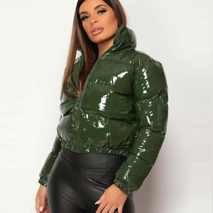 Chaquetas acolchadas extragrandes para mujer, abrigos largos con cuello de piel, chaqueta brillante para mujer - Product Image 1