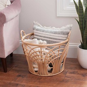 Panier de rangement écologique en bambou et rotin, design rustique, personnalisé, sûr, fait main, pour la décoration de la maison et la collecte du linge - Product Image 2