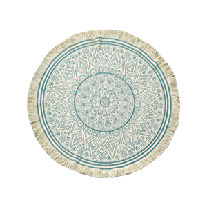 Tapis d'intérieur tissé à la main en tissage plat, terracotta roux, motif cercles pixelisés, style bohème, pour décoration de salon - Product Image 3