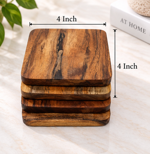 Ensemble de 4 sous-verres carrés en bois faits à la main en laiton AK pour vaisselle/décor de cuisine - Product Image 3