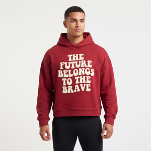 Sweat-shirts à capuche boxy personnalisés 450 g/m² en molleton épais avec impression en relief pour homme – Style hiver, 100 % coton - Product Image 1