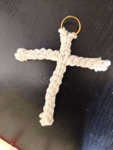 Handmade Geometric Cross Pendant Braided Rope Keychain Woven Hanging <b>Ornament</b> for Wedding Gift and Decor - Product Image 1