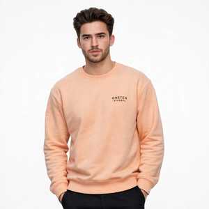Sweat-shirt à col rond pour homme Oneten Apparel, couleur pêche, décontracté, uni, manches longues - Product Image 6