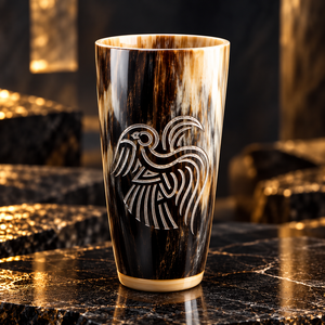 Taza Decorativa Negra y Dorada con Diseño Tradicional Chino de Aves para Uso en el Hogar o Bar - Product Image 1