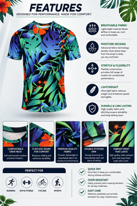Premium Quality <b>Men's</b> Short Sleeve Sublimation Printed <b>T</b>-<b>Shirt</b> <b>Floral</b> Pattern Quick Dry Casual Wear O-Neck Regular Fit - Product Image 5