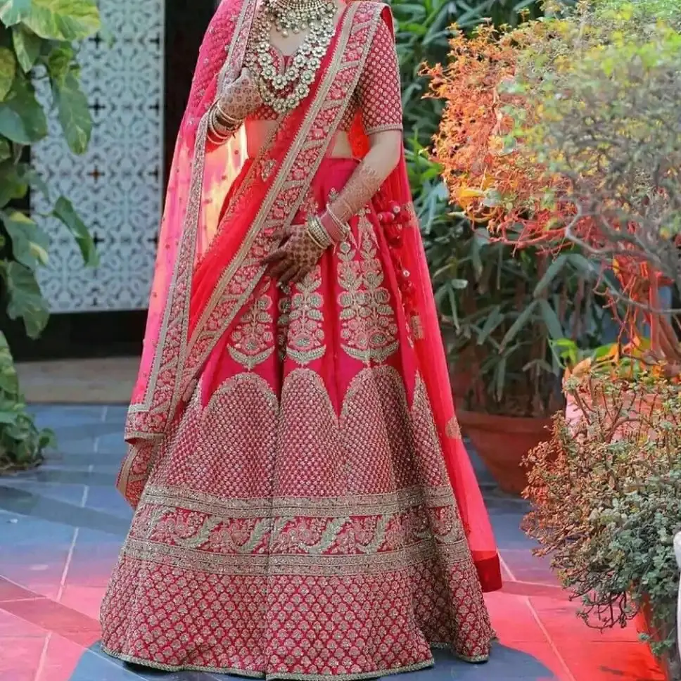 FULPARI gaun pengantin lehnga choli, gaun Lehnga gaya India untuk pengantin Pakistan hari pernikahan pengantin Asia