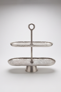 Factory Direct 2 Tier Oval Ring Handle Metal <b>Cake</b> <b>Stand</b> <b>Vintage</b> Silver Finish Dessert Platter Table Centerpiece <b>Stand</b> - Product Image 4