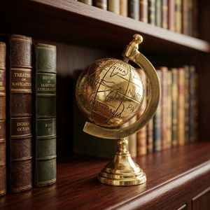 Brass Desktop <b>Globe</b> Engraved World Map Traditional Decorative Ornament <b>Rotating</b> Design for Office or Home Display - Product Image 4