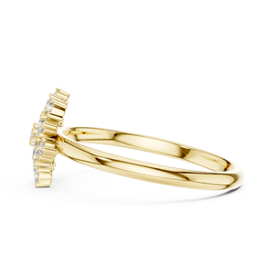 Anillo solitario de oro amarillo macizo de 14k para mujer, con diamante de corte redondo minimalista en forma de flor, para compromiso, aniversario, regalo de boda - Product Image 2