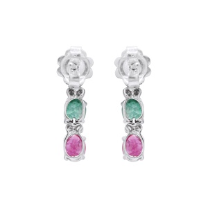 Luxury 18K White Gold Multi Gemstone Dangle Earrings Natural Sapphire Emerald Ruby Diamond Drop Fine Jewelry Wholesale - Product Image 5