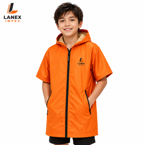 เสื้อคลุมอาบน้ำเด็กแบบมีฮู้ดสำหรับเปลี่ยนเสื้อผ้า |   เสื้อคลุมผ้าขนหนูกันน้ำ กันลม แห้งเร็ว สำหรับว่ายน้ำ เล่นเซิร์ฟ และชายหาด - Product Image 1