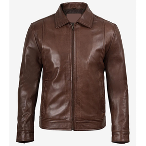 2026 OEM Hot Selling Brown Cowhide Leather <b>Jacket</b> For Men's Zipper Pockets 100%High Quality Low MOQ Winter Fashion <b>Heated</b> <b>Jacket</b> - Product Image 3