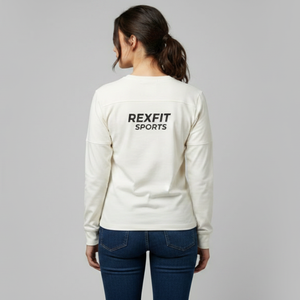 Camiseta de Manga Larga para Mujer, Color Sólido, Cuello Redondo, Algodón, Estilo Casual, Minimalista, para Uso Diario - Product Image 5