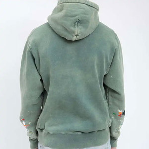 Sweat à capuche oversize pour homme 100 % coton French Terry délavé couleur unie décontracté avec poche, écologique, pour l'automne - Product Image 2
