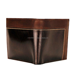 Trendy Men's Minimalist RFID Bifold Leather <b>Wallet</b> Open Closure Short Length Geometric Polyester Custom Logo Open Closure Short - Product Image 5