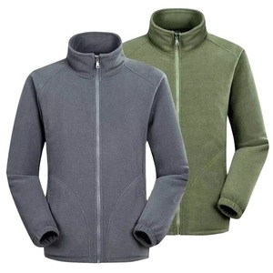 Custom Polar Fleece <b>Jacket</b> Men Grey Olive Green Black Stand Collar Full <b>Zip</b> <b>Up</b> Outdoor Thermal Warm Soft Fleece Coat - Product Image 2