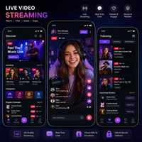 Application mobile professionnelle de diffusion vidéo en direct, conception personnalisée, diffusion en temps réel, multiplateforme, Linux, MAC, Internet, Stock