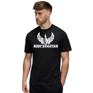 Camiseta negra con estampado gráfico para hombre, cuello redondo, manga corta, atlética, para gimnasio, entrenamiento, ropa deportiva informal, ropa deportiva - Product Image 1