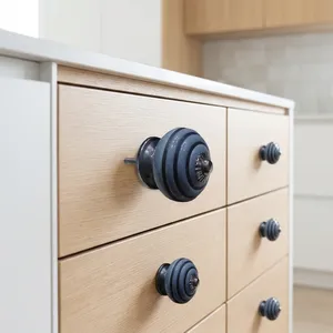 <b>Ceramic</b> Cabinet <b>Knob</b> Round Traditional Blue Striped Design Kitchen <b>Drawer</b> Handle Durable Outdoor Wardrobe Furniture Hardware - Product Image 2